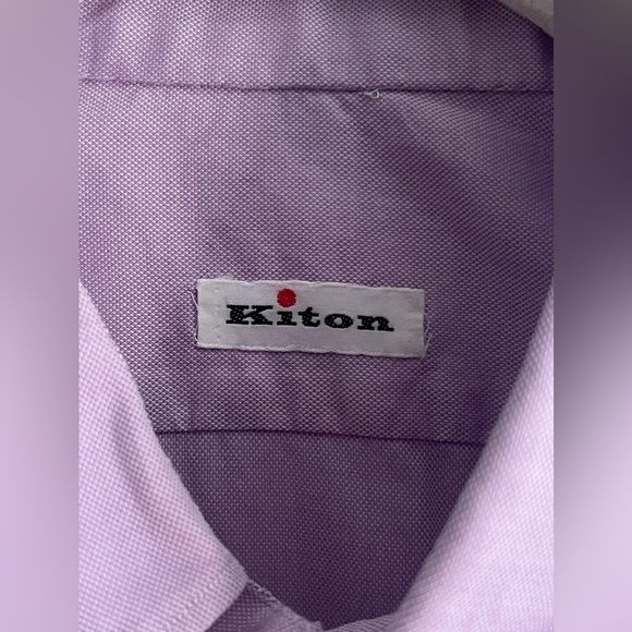 $755 Kiton Pastel Purple Button Down Dress Shirt - Picture 3 of 4